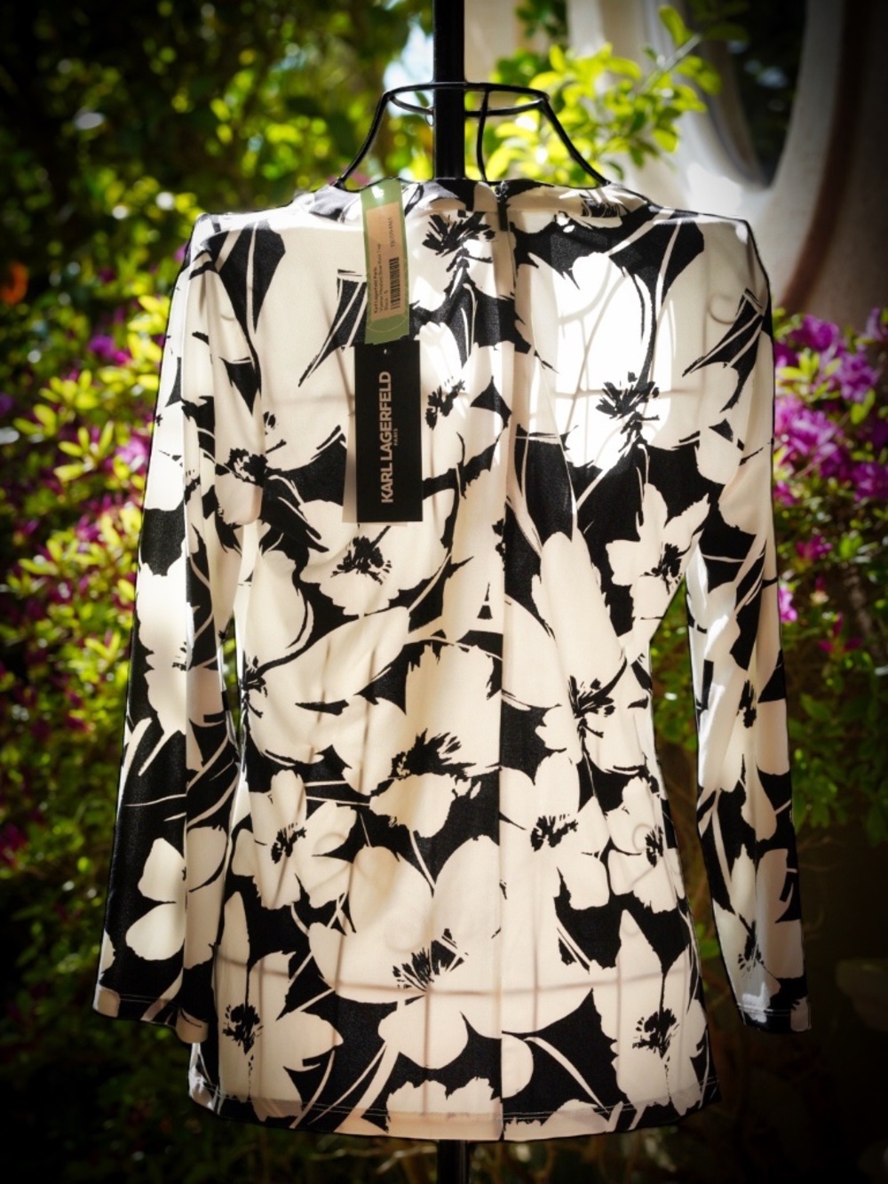 Karl Lagerfeld Paris Vianne Pleated Bow Knit Top - Picture 3 of 3